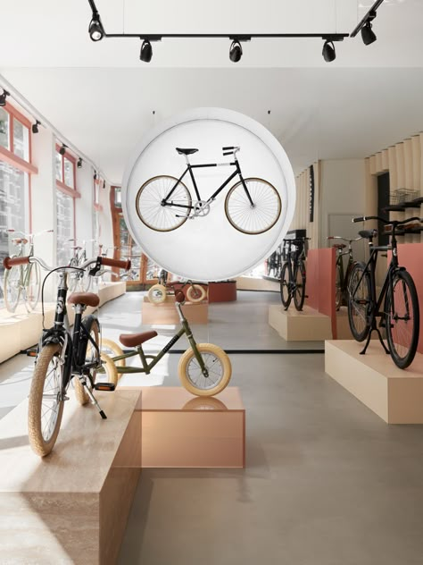 FRAME | Tubular walls reference this Amsterdam bicycle shop’s iconic product Amsterdam Bicycle, Bike Showroom, Bike Shops, Cycle Store, Coffee Bike, Bicycle Store, Cycle Shop, Bicycle Shop, Retail Inspiration