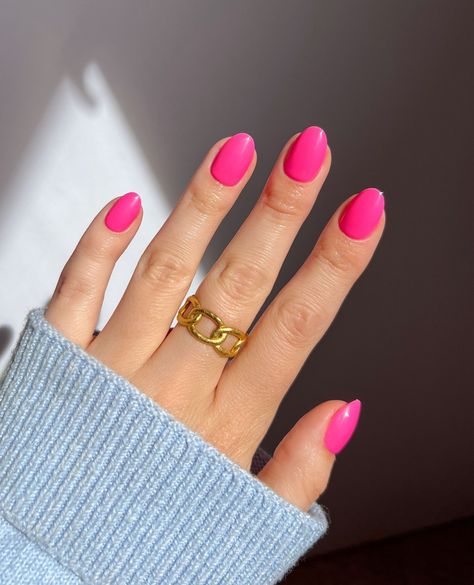 you can never go wrong with a pink nail 💅💖⁠ ⁠ @pop_polished wearing Hot Pink 🛍️ Suede Nails, Fuchsia Nails, Nails Solid, Nail Pops, Basic Nails, Pink Nail, Pink Nails, Nail Inspo, Gel Nails