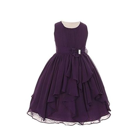 Eggplant Flower Girl Dress, Plum Flower Girl Dresses, Girl Easter Dress, Purple Flower Girl Dress, Chiffon Flower Girl Dress, Chiffon Bow, Bow Sash, Ruffle Flower, Girls Easter Dresses