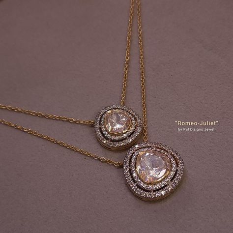 22k Gold Pendants, Goa Jewellery, Polki Pendant, Polki Necklace Set, Diamond Pendant Jewelry, Real Diamond Earrings, Bridal Chura, Simple Jewellery, Mangalsutra Design