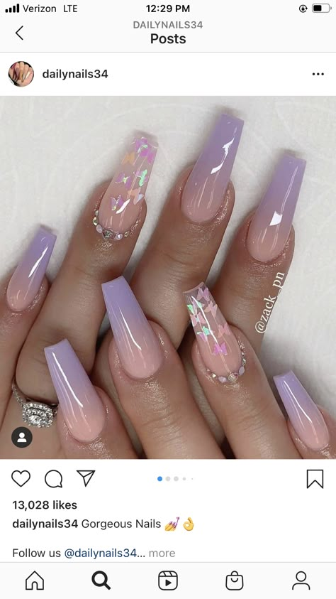 Purple Natural Nail Designs, Spring Vacation Nails, Pink Nails Cute, Nails Baby Pink, Nail Ideas Simple, Light Purple Nails, Spring Nail Ideas, Purple Ombre Nails, Purple Glitter Nails