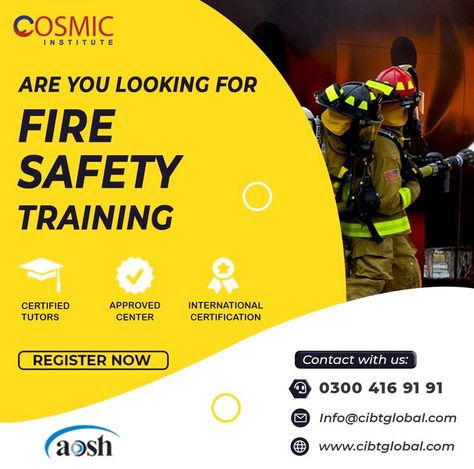 At cosmic institute, we offer fire safety complete training along with certification. We have certified tutors that will give you 100% practical training sessions with an amazing learning environment. Fire Safety Training, Fire And Safety, Safety Courses, Fire Drill, Safety Training, Packers And Movers, Fire Safety, Learning Environments, Health And Safety