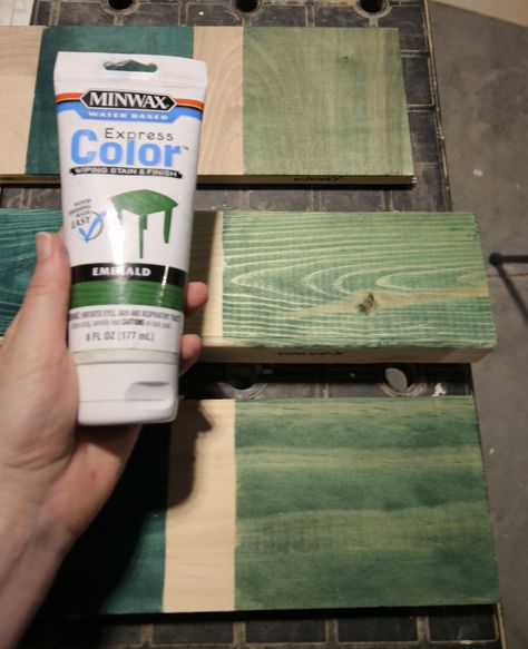 Minwax Express Color - Emerald green wood stain Stained Maple Wood, Green Stained Wood, Wood Stain Ideas, Green Wood Stain, Best Wood Stain, White Wood Stain, Wood Techniques, Creative Woodworking Ideas, Home Color Schemes