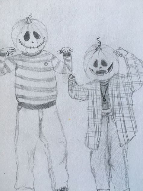 Halloween Drawing Inspo Easy, Pumpkin Patch Sketch, Pumpkin Head Painting, Cute Pumpkin Drawing Simple, Autumn Sketch Ideas, Pumpkin People Drawings, Autumn Sketches Pencil, Pumpkin Man Drawing, Halloween Sketchbook Ideas