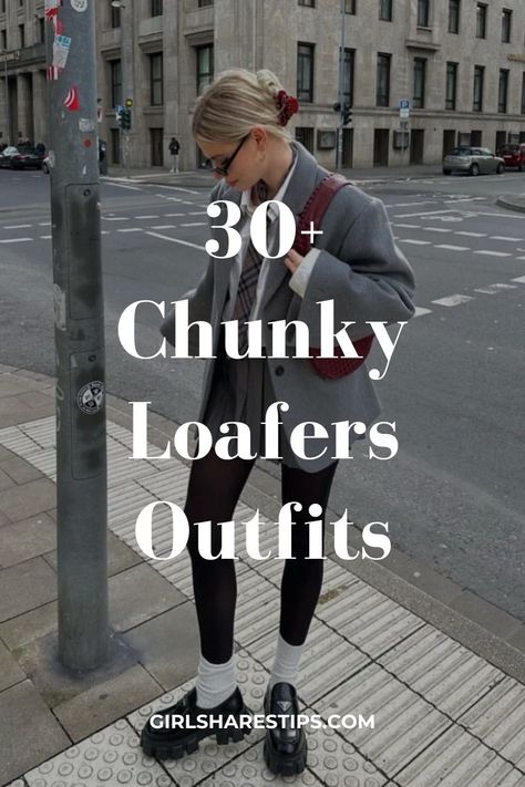 Discover 30+ chunky loafers outfit ideas for every season—spring, summer, fall, and winter! From effortlessly chic styles to trendy looks, these outfits are perfect for any occasion: classy dinner dates or casual days at school. Whether you prefer cute skirts, elegant dresses, or edgy denim jeans, our guide has it all. Dress up with penny loafers for a business casual vibe or go all black for a stylish alternative look. Perfect for work, church, concerts, or even a European getaway! Chunky Lace Up Loafers Outfit, Lando Black Leather Steve Madden Outfits, Black Chunky Boot Outfit, Dark Academia Loafer Outfit, Chunky Loafer Winter Outfit, Loafers And Midi Dress Outfit, Black Loafer Outfits Women Fall, Loafers With Skirt And Tights, Chunky Loafers Outfit Style Work