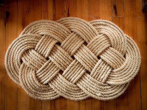 Handmade Ocean Plait Mat, Decorative Outdoor (Indoor) Doormat, Washable, Sailor's Knotted Sisal Hemp Rope Doormat, 16x28 Inches. by knottingshop on Etsy Rope Mat, Sailor Knots, Sisal Rope, Nautical Rope, Natural Sisal, Rope Basket, Hemp Rope, Outdoor Indoor, Rug Making