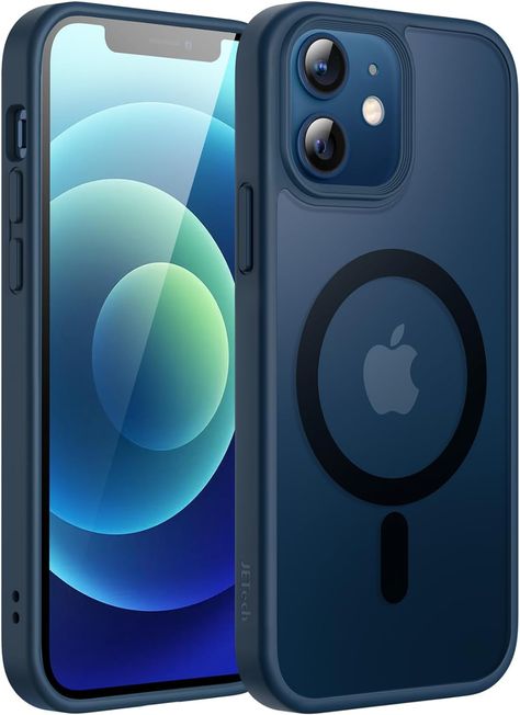 Amazon.com: JETech Magnetic Case for iPhone 12/12 Pro 6.1-Inch Compatible with MagSafe, Translucent Matte Back Slim Shockproof Phone Cover (Green) : Cell Phones & Accessories Blue Iphone 12 Case, Iphone 12 Blue, Iphone Watch, Blue Iphone, Iphone 12 Case, Cover Blue, Cellular Phone, Phone Charging, Free Iphone