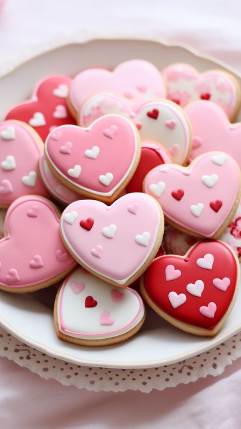 8 Valentine's Cookie Decorating Ideas to Sweeten Your Day! - Crafty Cici Joy Cookie Decorating Inspiration, Biscuit Decoration Ideas, Cookie Decorating Designs, Simple Cookie Designs, Round Sugar Cookie Decorating Ideas, Heart Cookies Aesthetic, Valentine Cookies Royal Icing, Valentine’s Day Cookies, Heart Shaped Cookies Valentines