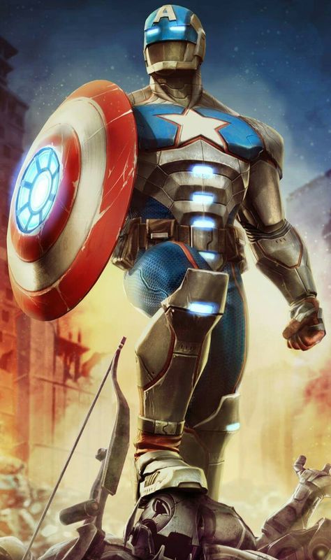 During the final battle between his army and Iron Man's forces in the Civil War that engulfed the entire planet, Captain America and his rival mortally wounded each other; Steve survived, but Tony didn't. Consumed by guilt and grief, Steve abandoned the mantle of Captain America and became the Civil Warrior, combining the technology of his fallen friend to his own arsenal to prevent a conflict like that from ever happening again. At some point, the Civil Warrior was captured by the Collector ... Civil Warrior Marvel, Civil Warrior, Captain Hydra, Captain America Poster, Marvel Contest Of Champions, Captain America Art, Marvel Games, Contest Of Champions, Marvel Champions