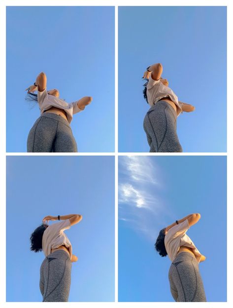 Blue sky No Face Self Portrait, Fit Check Poses Without Face, Photos Covering Face, Photo Ideas For Non Photogenic People, Sky Poses Photography, No Face Selfie Ideas, No Face Portrait, Poses For Non Photogenic People, No Face Photo Ideas Instagram