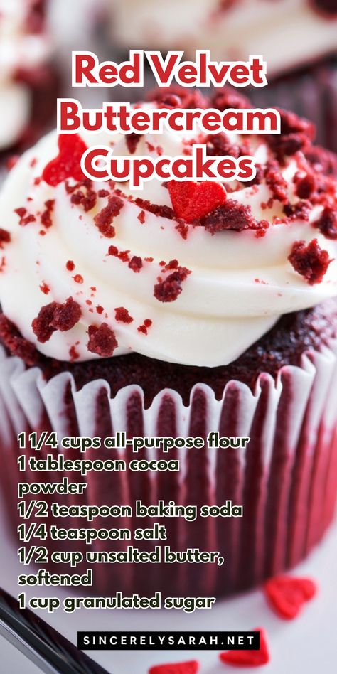 🧁 Indulge in the rich and creamy delight of Red Velvet Buttercream Cupcakes! These luscious treats are perfect for any occasion, with their velvety texture and sweet buttercream frosting that melts in your mouth. Whether you're a baking enthusiast or just love a delicious cupcake, this recipe for Red Velvet Buttercream Cupcakes will become your new favorite go-to dessert. Get ready to impress your friends and family with these irresistible cupcakes! Red Velvet Cake Cupcakes, Sweet Buttercream Frosting, Mint Chocolate Chip Cupcakes, Cocktail Cupcakes, Red Velvet Cupcakes Recipe, Spiced Buttercream, White Chocolate Shavings, Red Velvet Recipes, Chocolate Chip Cupcakes