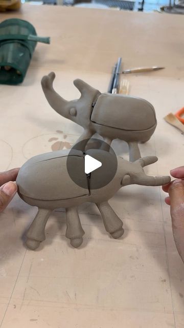 Marcia Selleri on Instagram: "W as in Wednesday, WIP, Wonderful Beetles. . . . #hanbuiltceramics #hanbuiltpottery #clay #claylove #beetle #rhino #weevil #beetlebox #marselbottega" Ceramic Clay Ideas, Clay Eyes Tutorials, Clay Beetle, Clay Insects, Tiny Clay Creations, Bug Pottery, Ceramic Beetle, Ceramic Insects, Clay Bugs