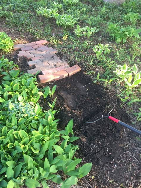 Brick Walkway Diy, Brick Pathway Garden, Brick Pathways, Pathway Garden, Brick Garden Edging, Brick Pathway, Brick Path, Brick Walkway, Pathway Landscaping