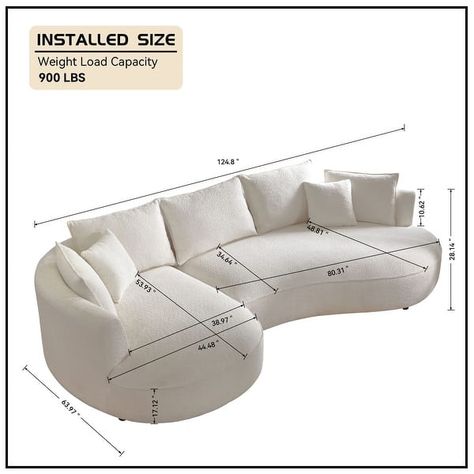 Contemporary Large White Curved Upholstered L-shaped Sofa Chaise - Bed Bath & Beyond - 38943078 Living Room Curved Sofa, Chaise Bed, Shaped Sofa, Sofa Chaise, Curved Sofa, White Cushions, Online Furniture Shopping, L Shaped Sofa, Cushion Filling