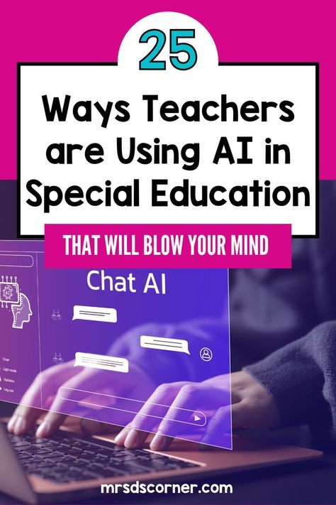 AI can be an amazing resource for teachers if it’s used correctly. And more and more teachers are using AI to save time and energy in the classroom. If you are looking for ways to use AI, ChatGPT or MagicSchool to help you save time in the special education classroom, here are 25 genius ways to use AI as a special education teacher including for assessments, lesson planning, behavior intervention, IEP goal writing, professional development and more. Learn how to use AI the right way here. Special Education Tips & Tricks, Special Education Inclusion, Special Education Organization, High School Special Education, Teacher Projects, Education Tips, Core Vocabulary, Special Ed Teacher, Special Education Elementary