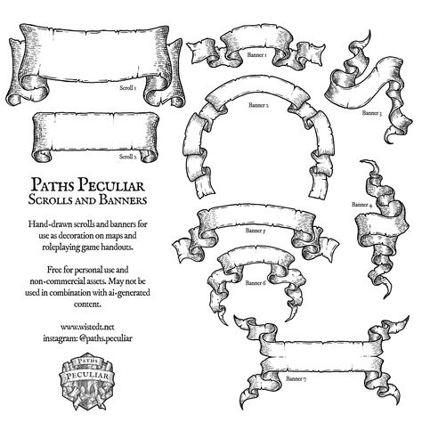 A set of free-to-use, hand-drawn scrolls and banners. Great as decoration on fantasy or medieval style maps and handout assets. Isometric Dungeon, Fantasy Map Maker, Isometric Paper, Medieval Banner, Dungeon Map, Isometric Map, Map Maker, A Leap Of Faith, Hand Drawn Map