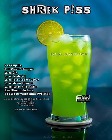 Liquid Marija Drink Recipe Green, Green Apple Alcohol Drinks, Fun Party Drinks Alcohol, Midori Liquor, Fun Alcoholic Drinks, Mixed Drinks Alcohol Recipes, Midori Drinks, Flaming Drinks, Unique Alcoholic Drinks