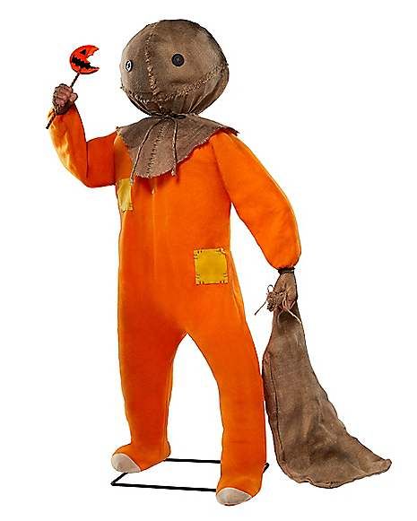 4.3 Ft Sam Animatronic Decoration - Trick 'r Treat - Spirithalloween.com Trick R Treat Sam, Walmart Halloween, Halloween Spirit Store, Halloween Outdoor Decoration, Spirit Halloween Costumes, Michaels Halloween, Sam Trick R Treat, Halloween Animatronics, Movie Decor