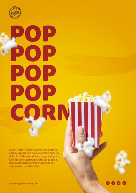 Popcorn Posters, Popcorn Packaging, Popcorn Bag, Free Popcorn, Interactive Web Design, Logo Mockups Psd, Restaurant Poster, Bag Template, Popcorn Bags