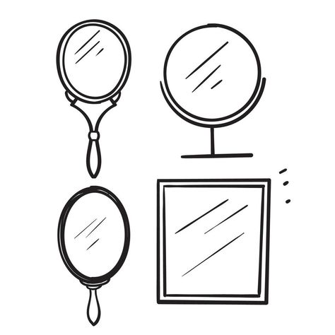 Small Mirror Tattoo, How To Draw A Mirror, Mirror Doodle, Mirror Drawing Ideas, Draw Mirror, Toilet Drawing, Mirror Drawing, Mirror Tattoo, Mirrors And Lenses