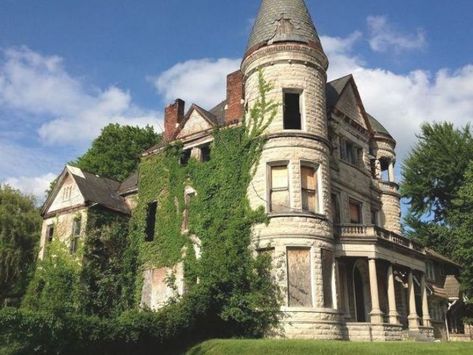 Abandoned Mansions For Sale Indiana Abanded Places, Eerie Indiana, Gothic Victorian Homes, Richardsonian Romanesque, Old Castles, Abandoned Mansion For Sale, Real Haunted Houses, Scary Houses, Abandoned Homes