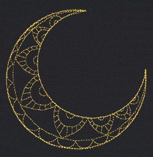 Talisman - Crescent Moon | Urban Threads: Unique and Awesome Embroidery Designs Crescent Moon Embroidery, Moon Embroidery Design, Space Quilt, Moon Embroidery, Sashiko Boro, Crescent Moon Design, Dad Tattoos, Urban Threads, Sashiko Embroidery