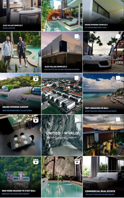 Real Estate Instagram Feed, Instagram Grid Layout, Instagram Branding Design, Hotel Marketing, Instagram Grid, Instagram Branding, Grid Layouts, Instagram Feed Ideas, Commercial Real Estate