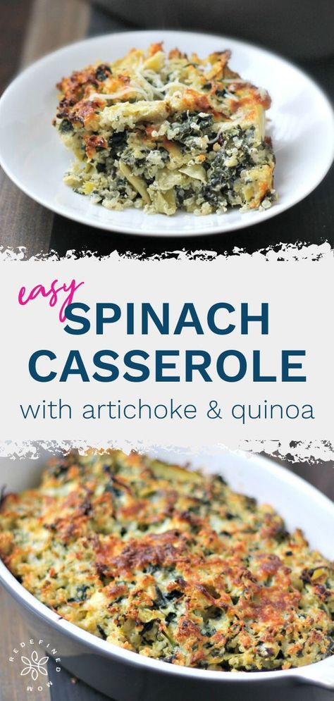 Soup With Greek Yogurt, Artichoke Quinoa, Spinach Casserole Recipes, Soup Spinach, Spinach Recipes Healthy, Quinoa Recipes Easy, Quinoa Casserole, Spinach Casserole, Healthy Casseroles