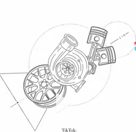 Automotive Tattoo For Men, Men Car Tattoo Ideas, Car Parts Tattoo Design, Car Turbo Tattoo, Car Wheel Tattoo, Car Part Tattoo, Drift Car Tattoo, Automotive Tattoo Ideas, Car Engine Tattoo