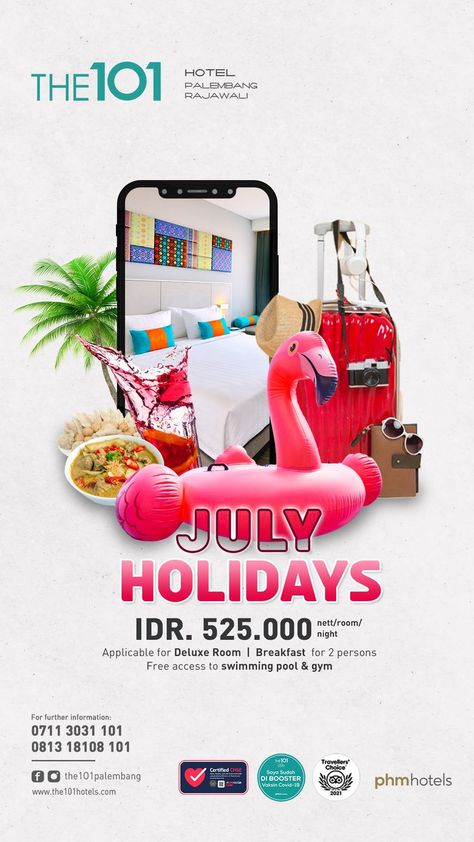 Room Hotel Promo at July THE 1O1 Palembang Hotel Marketing Design, Hotel Ads, Hotel Marketing, Ad Layout, Holiday Room, July Holidays, Travel Ads, Logo Design Typography, Promotional Design