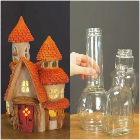 DIY Fairy house using jars and cardboard! | jar, fairy, house, cardboard | DIY Fairy house using jars and cardboard! | By MetDaan Discovery | Facebook | Well, well, do you know that you can actually DIY a fairy house using only jars and cardboard? Let's jump into the process. Grab some old jars in the closet and glue them together. Go on with the second step which is adding cardboard. Next up, start modelling your clay around the house. Always making sure there are no gaps between the material a House Cardboard Diy, Fairy Houses Diy, Jar Fairy House, Fairies House, Diy Fairy House, House Cardboard, Old Jars, Cardboard Diy, Fairy House Diy