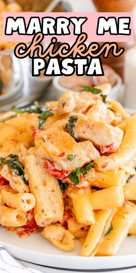 Creamy Tuscan chicken pasta Tik Tok Recipes, Chicken Ziti, Creamy Tuscan Chicken Pasta, Marry Me Chicken Pasta, Crisp Salad, New Chicken Recipes, Tuscan Chicken Pasta, Ziti Pasta, Marry Me Chicken