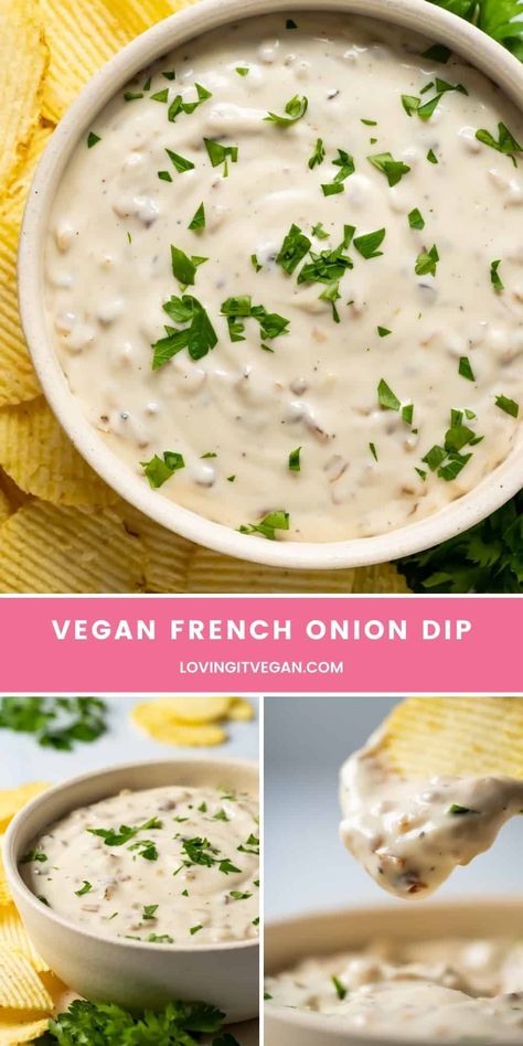 French Onion Dip Recipe, Vegan Salad Dressing Recipes, Vegan Appetizers Recipes, Cashew Sour Cream, Vegan Salad Dressing, Vegan French, Vegan Pantry, Vegan Snack Recipes, Allergen Free Recipes