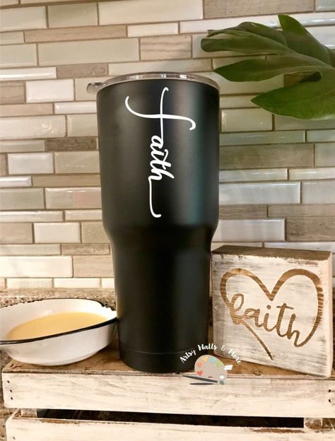 Cricut Tumbler, Jesus Decals, Faith Decal, Cross Sticker, Cricut Stickers, Tumbler Quotes, Christian Decals, Cups Ideas, Epoxy Projects