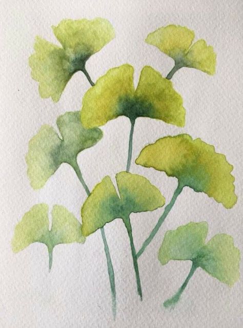 Simple Watercolors, Gingko Biloba, Ginkgo Leaves, Nature Watercolor, Water Colours, Ginkgo Biloba, Ginkgo Leaf, Easy Watercolor, Paper Quilling