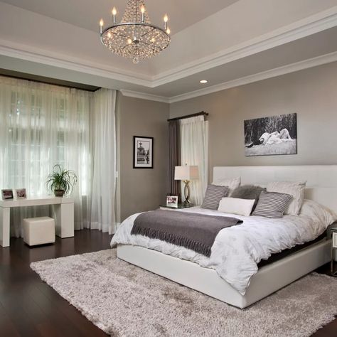 Cosy Bedrooms, Bedroom Wooden Floor, Bedroom Wood Floor, Light Gray Bedroom, Gray Bedroom Walls, Brown Rooms, Bedroom Wall Colors, Brown Bedroom, House Blend