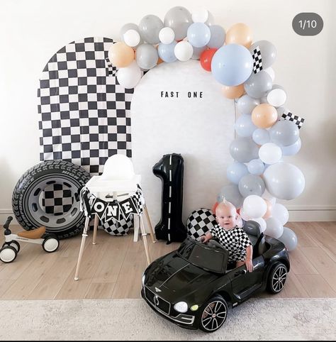 One Speedy Year Birthday, Race Car First Birthday Party Ideas, First Lap Around The Track Birthday, First Lap Birthday Party, First Birthday Theme Boy, 3rd Birthday Party For Boy, Baby First Birthday Themes, 2nd Birthday Party For Boys, Boys First Birthday Party Ideas