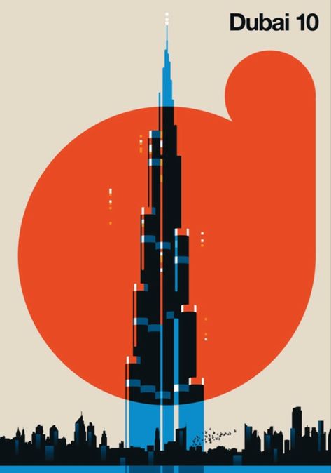 Dubai Illustration, Dubai Poster, Bo Lundberg, Collaborative Art, Greeting Card Set, Aluminum Prints, Travel Prints, Willis Tower, Poster Size