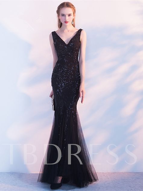 Black Mermaid Prom Dress, Evening Dress Long, Black Evening Dress, V Neck Prom Dresses, Mermaid Sequin, Prom Dresses 2019, Sequin Prom Dress, Sequin Prom Dresses, Black Prom