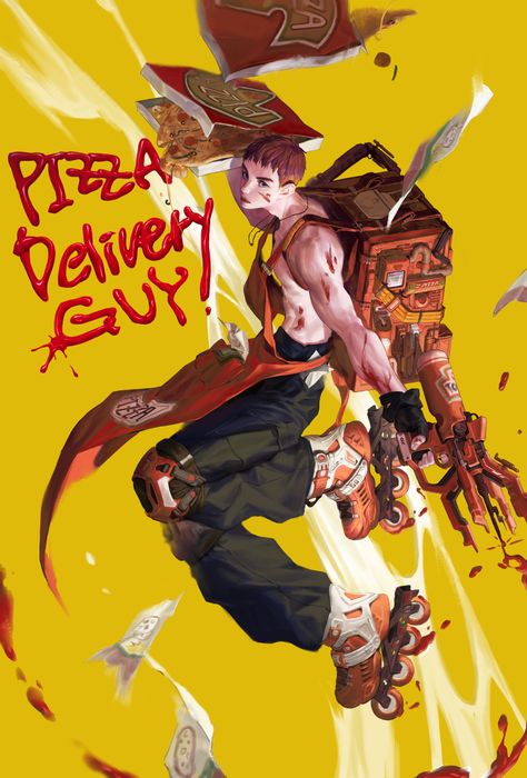 Delivery Guy, Pizza Guy, Supreme Pizza, Pizza Delivery Guy, Pizza Delivery, Pizza, Art Design, Anime, Art