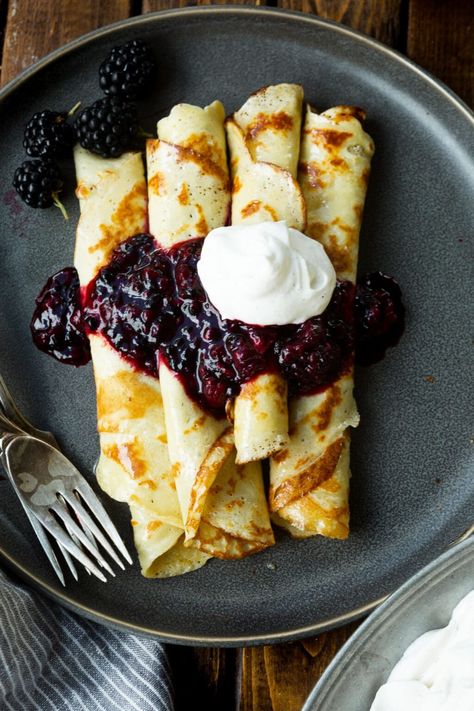 Authentic Finnish pancakes are a popular traditional dish eaten during Midsummer’s Eve or Christmas. Learn how to make traditional Finnish pancakes with this recipe. #finnishpancakes #pancakesrecipe #breakfastrecipe Blueberry Blintzes, Finnish Pancakes, Blintzes Recipe, Blueberry Sauce Recipe, French Crepe Recipe, Finnish Food, Family Brunch, How To Make Crepe, French Crepes