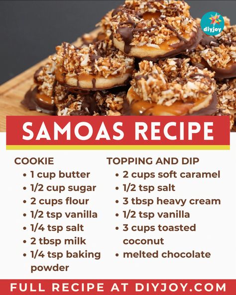 Samoa Cookies Recipe, Homemade Samoas, Samoas Recipe, Coconut Recipes Dessert, Samoa Cookies, Cookie Toppings, Coconut Desserts, Pecan Recipes, Sweet Snacks Recipes