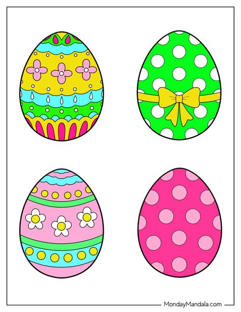 58 Easter Egg Template (Free PDF Printables) Easter Egg Templates Free Printables, Printable Easter Eggs, Simple Easter Egg Designs, Easter Egg Template, Egg Template, Easter Crafts Preschool, Crafts Preschool, Easter Egg Designs, Egg Designs