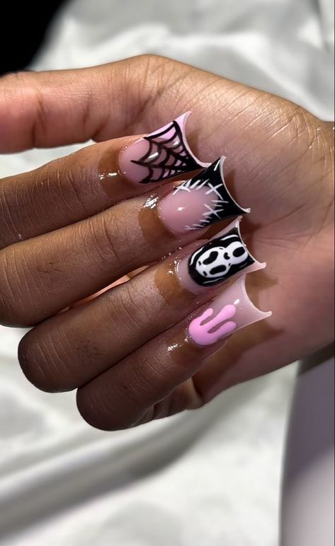 Halloween Duck Nails, Short Duck Nails Acrylic, Duck Nails Acrylic, Short Duck Nails, Pink Nails Gel, Acrylic Nails Square, Y2k Acrylic, Nails Acrylic Pink, Duck Pins