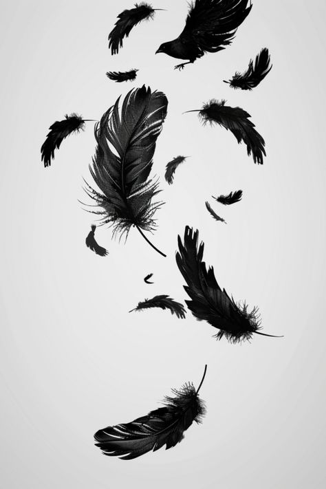 Black Feather Symbolism & Meaning (Knowledge & Wisdom) Black Feather Drawing, Black Wings Drawing, Black Swan Meaning, Drawings Of Feathers, Lost Tattoo Ideas, Black Feather Tattoo, Werewolf Wallpaper, Feather Aesthetic, Feathers Drawing