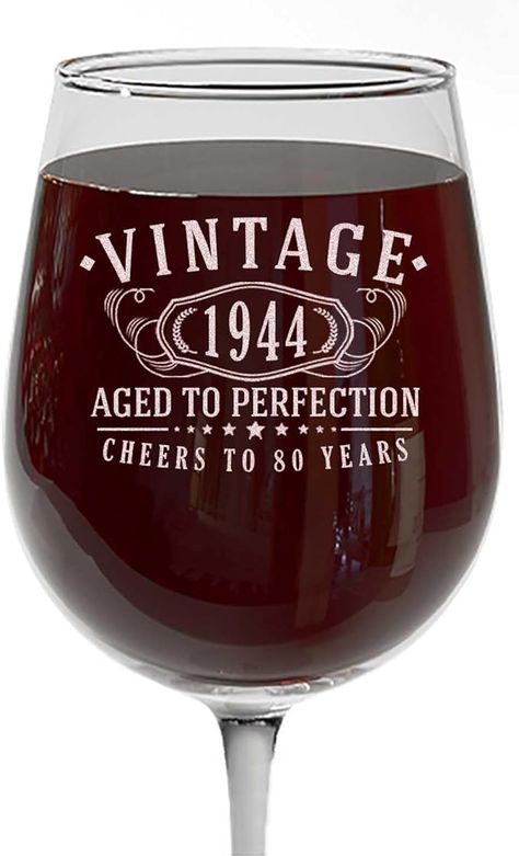 Vintage 1944 Etched 16oz Stemmed Wine Glass – Happy 80th Birthday Gifts for Women Men, Cheers to Turning 80 Year Old Decorations Decor, 80th Bday Party Favors Supplies, Best Gift Ideas Her Woman 1.0 : Amazon.ca: Home Wine Gift Ideas, Unique Wine Glass, Personalized Glassware, Happy 90th Birthday, Happy 80th Birthday, Spotted Dog, 80th Birthday Gifts, 70th Birthday Gifts, Best Gift Ideas