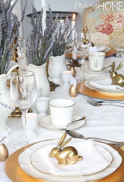 an easter tablescape with vintage brass eyelet lace and dried lavender, easter decorations, seasonal holiday d cor Easter Inspiration Decor, Table Settings Tips, Tafel Decor, Easter Table Settings, Easter Tablescapes, Easter Inspiration, Easter Decorations Vintage, Easter Centerpieces, Spring Table