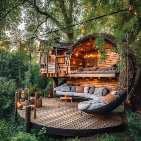 Awesome Beds, Arch Student, Backyard Bbq Pit, Chill Space, Tropical Homes, Resort Ideas, Earth Sheltered Homes, Forest Backdrop, Garden Cabins