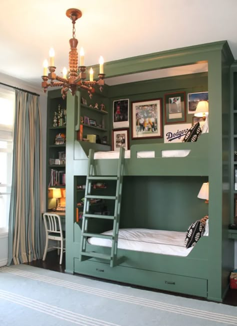 Small Space-Friendly, Built-in Bunk Beds Are Trendy Again, and Here's Why | Apartment Therapy Bunk Beds Design, Bunk Bed Shelf, Bunk Beds For Girls Room, Toddler Boy Room Ideas, Modern Bunk, Estilo Cottage, Custom Bunk Beds, Bunk Bed Ideas, Diy Bunk Bed