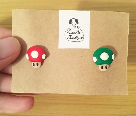 Mario Polymer Clay Earrings, Pokemon Polymer Clay Earrings, Pokemon Clay, Super Mario Mushroom, Pacman Ghost, Fimo Jewelry, Clay Magnets, Diy Earrings Polymer Clay, Wild Ginger